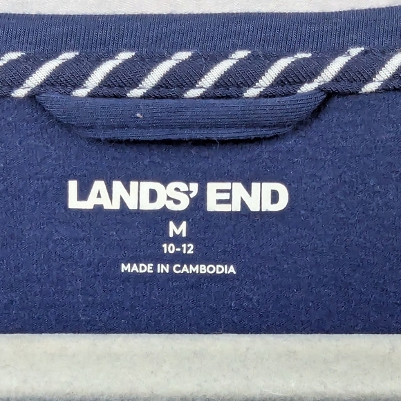 Lands' End Size Medium (8-10) Navy Blue Short Sleeve Shirt Heavier Weight - Picture 5 of 11